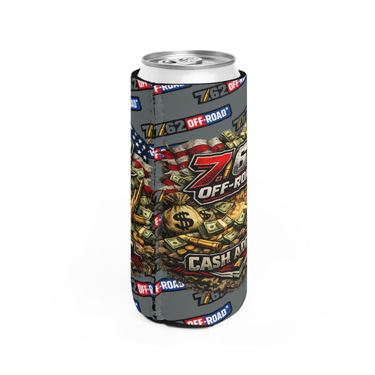 Slim Can Cooler — 7.62 Off-Road "Cash Addict" Flag & Money Graphic