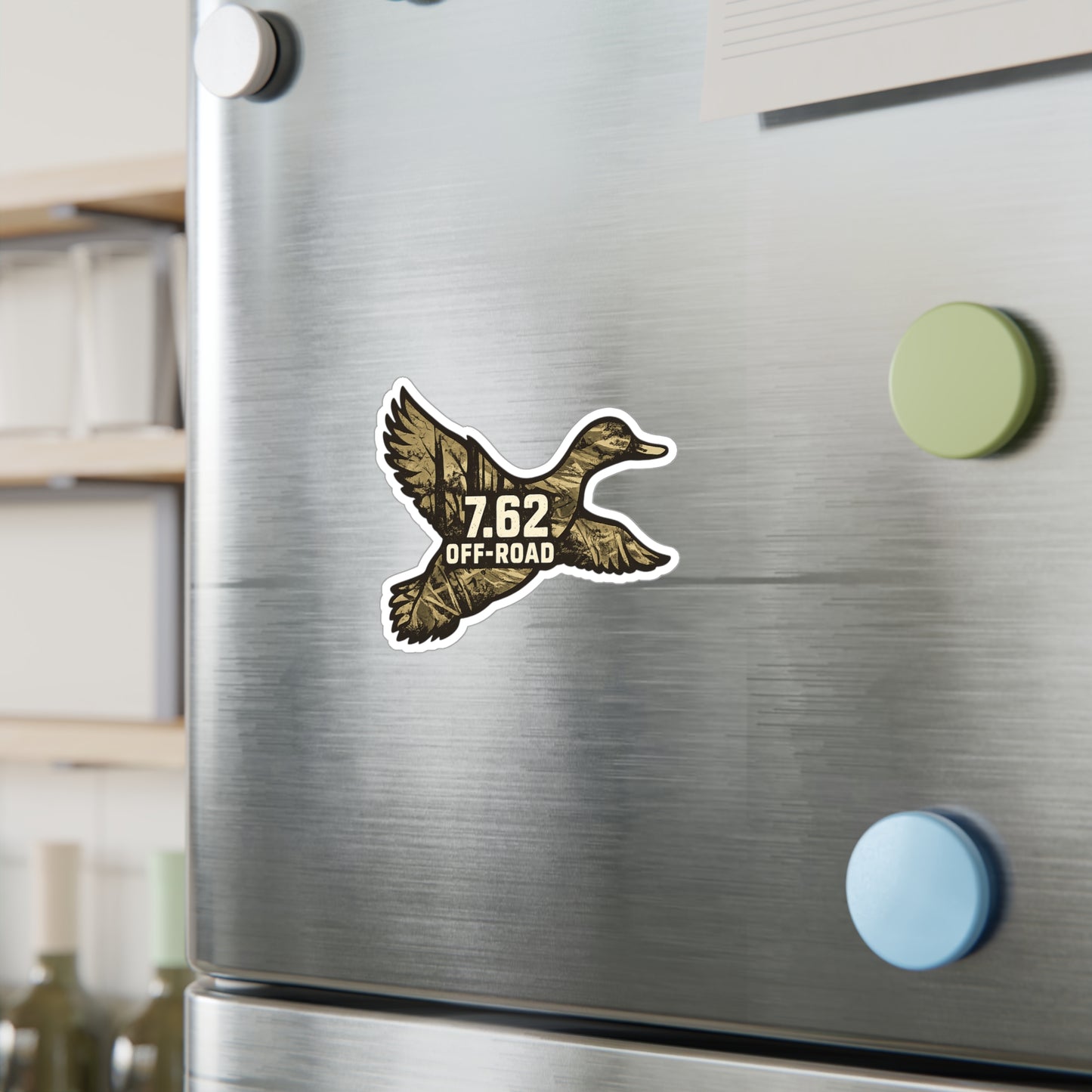 Duck-Shaped Vinyl Decal — 7.62 Off-Road Camouflage Sticker