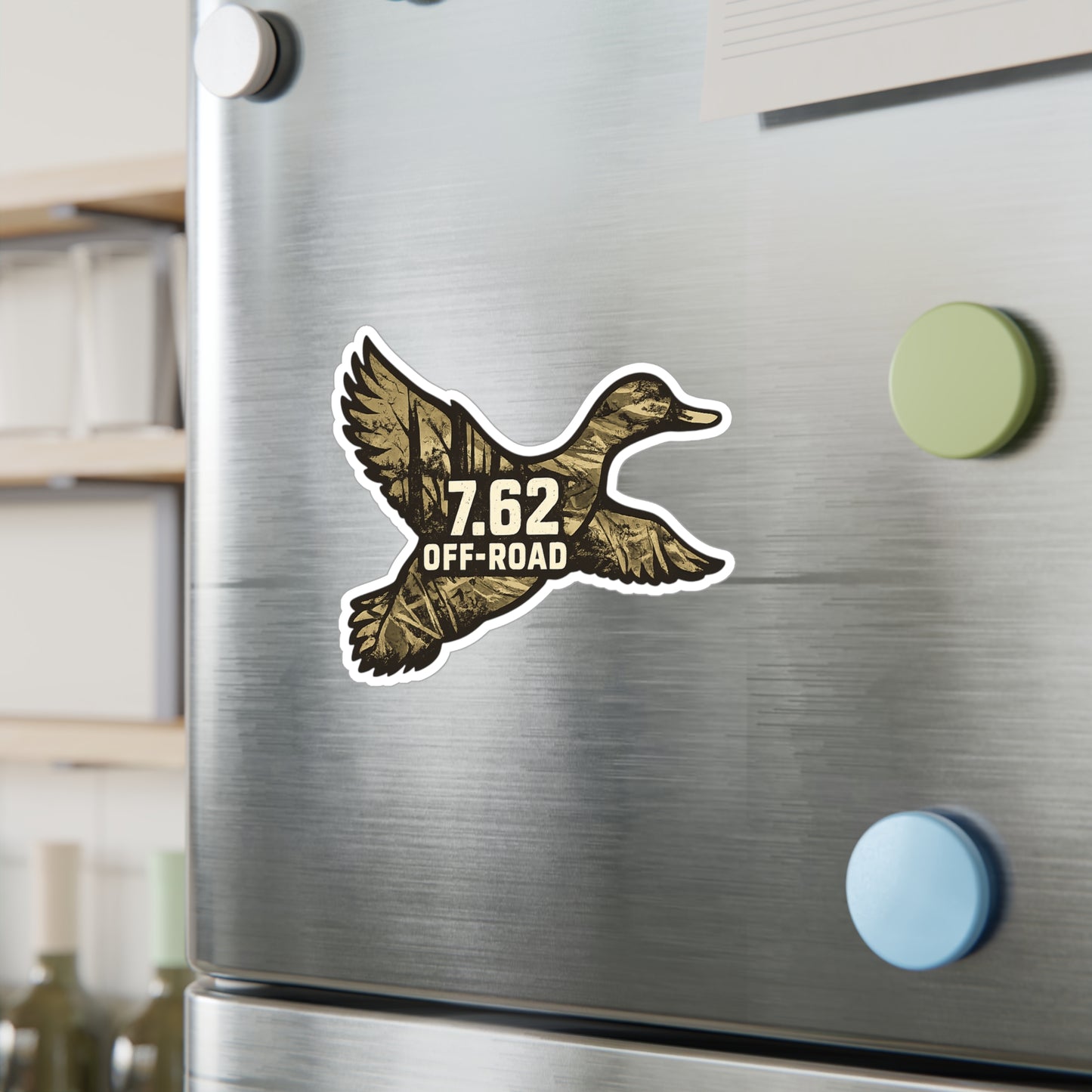Duck-Shaped Vinyl Decal — 7.62 Off-Road Camouflage Sticker