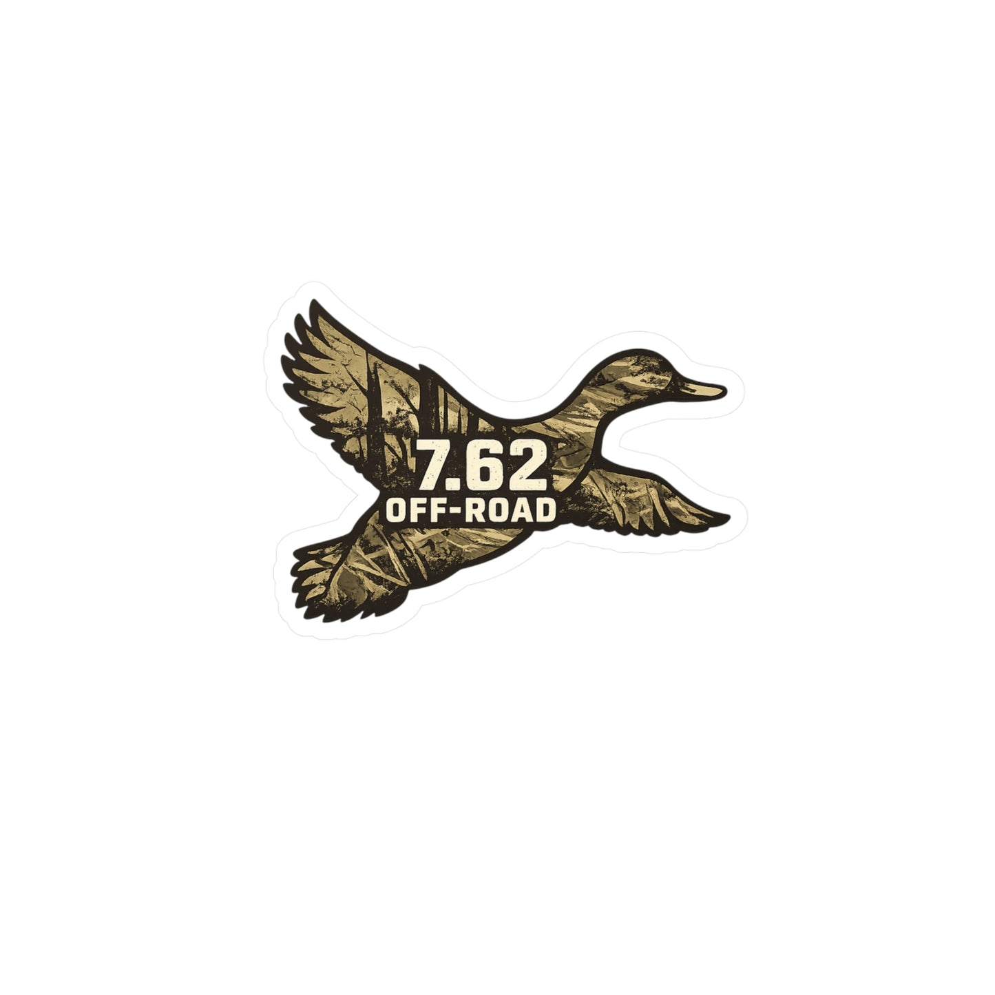 Duck-Shaped Vinyl Decal — 7.62 Off-Road Camouflage Sticker