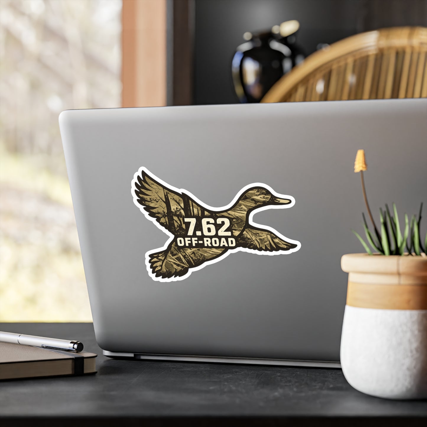 Duck-Shaped Vinyl Decal — 7.62 Off-Road Camouflage Sticker