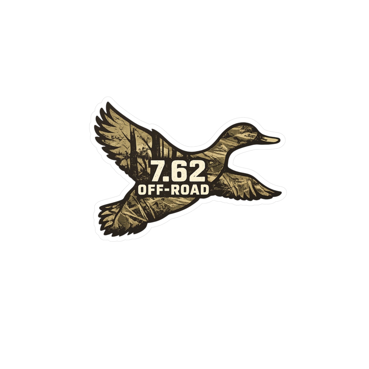 Duck-Shaped Vinyl Decal — 7.62 Off-Road Camouflage Sticker