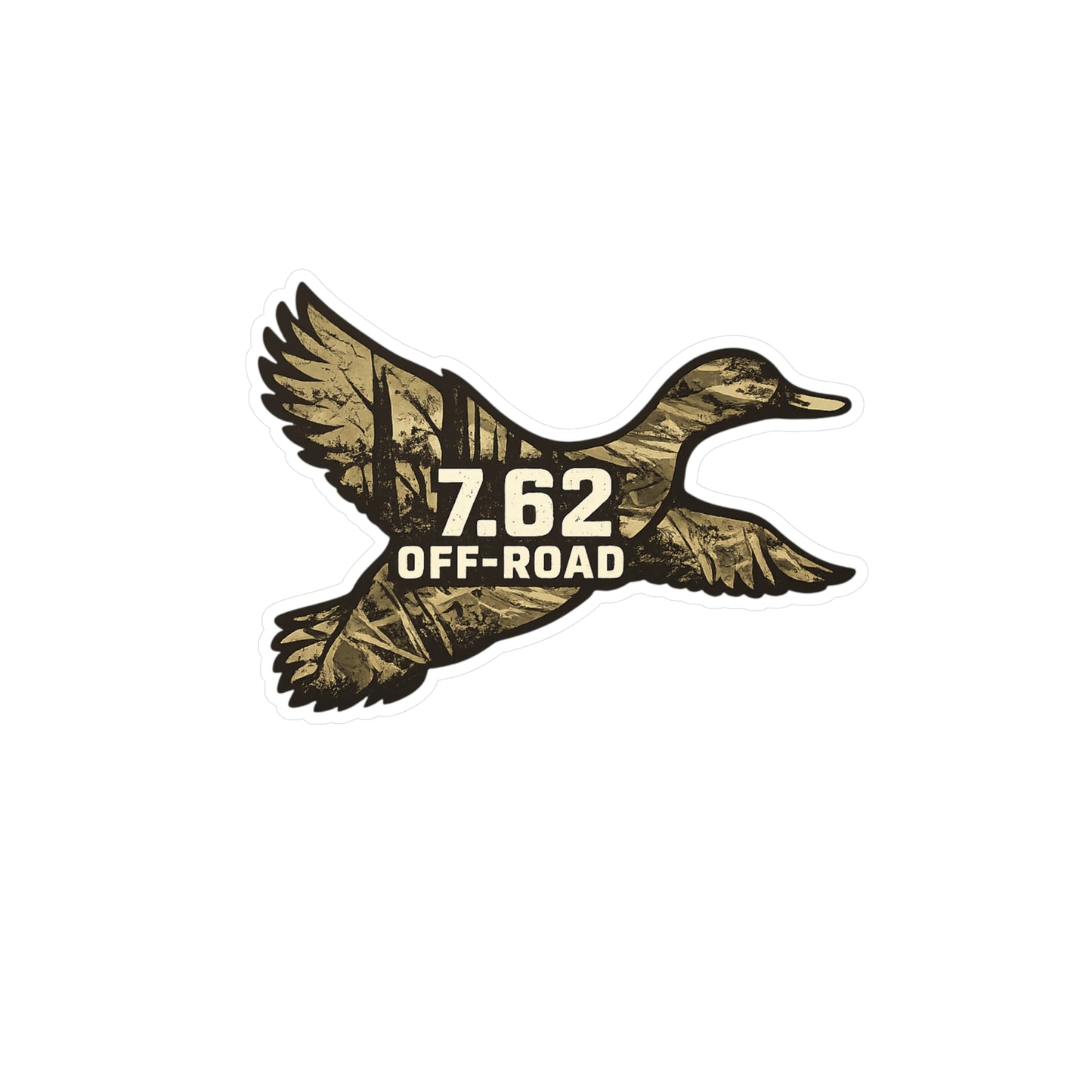 Duck-Shaped Vinyl Decal — 7.62 Off-Road Camouflage Sticker