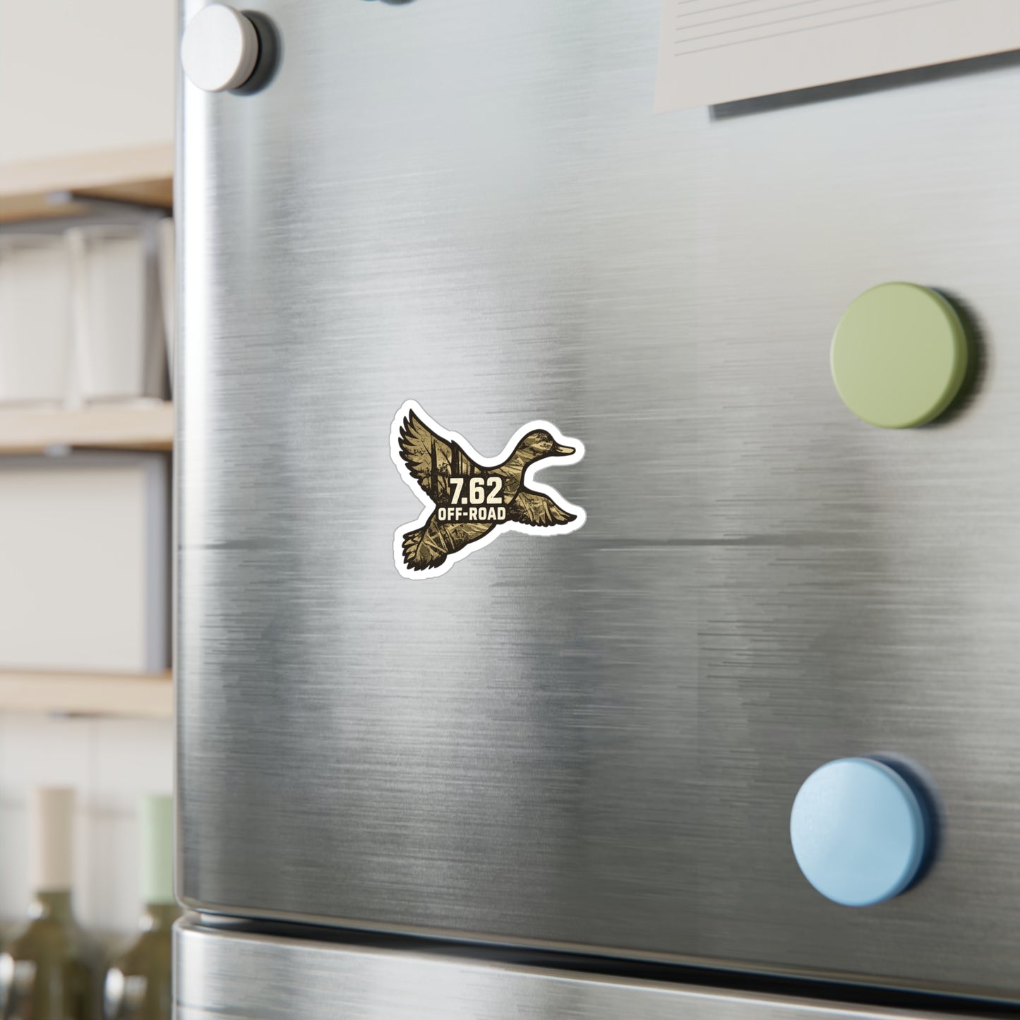 Duck-Shaped Vinyl Decal — 7.62 Off-Road Camouflage Sticker