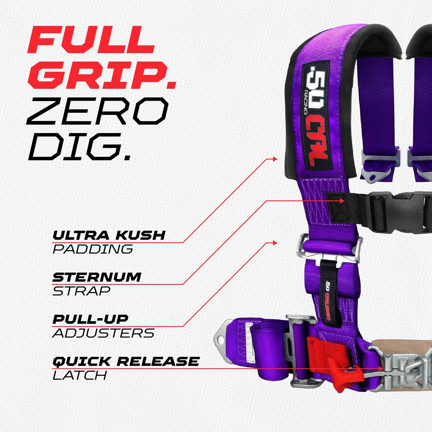 4 Point Harness for Bucket Seat, Quick Release Latch, 9 Color Options, Racing Harness, Race Car, Off Road Vehicle, UTV, RZR